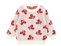 FUB ecru/red acorn strikbluse merinould